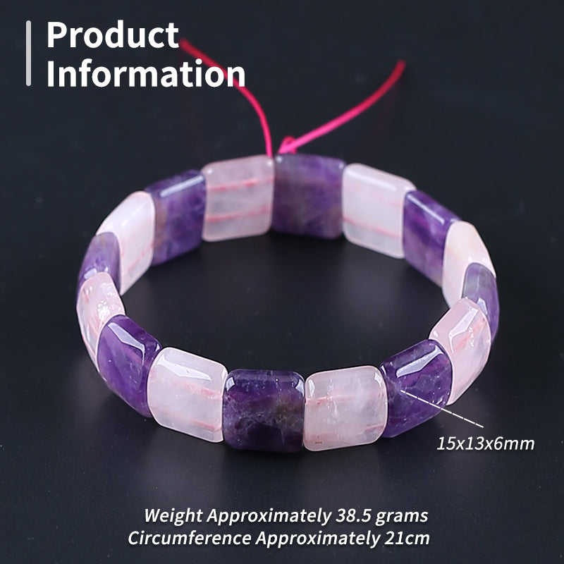Natural Pink Quartz and Amethyst Bracelet 15*13*6mm, 21mm length, 38.5g