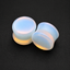 Opalite Ear Plugs, Iridescent Glass Stone Gauges, Polished Double Flare Opalite Plugs, Minimalist Body Jewelry Gift