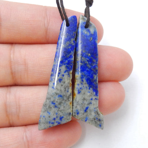 Nugget 青金石耳环一对，用于制作耳环的石头，41x14x4mm，8.1g