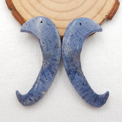 Natural Blue Coral Earring Beads 48*14*5mm, 7.4g