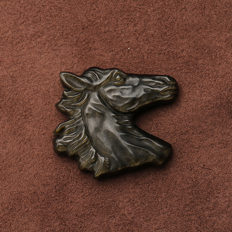 Carved Stone Crystal Horse Pendant, Natural Gemstone Horse Head, Crystal Horse Beads for Necklace Making, Rose Quartz Obsidian horse bead