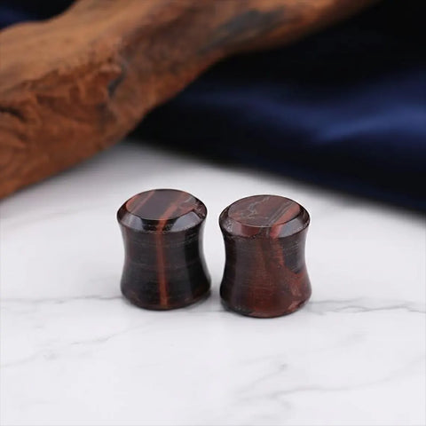 red tiger eye stone ear plugs double flare gauges