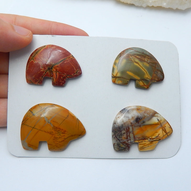 4 pcs Natural Multi-Color Picasso jasper Gemstone Cabochons, 25x18x4mm, 19.3g - MyGemGarden