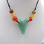 Natural Green Aventurine Carved wolf head And Beads Agate Pendant Necklace 37x21x12mm, 19.5g