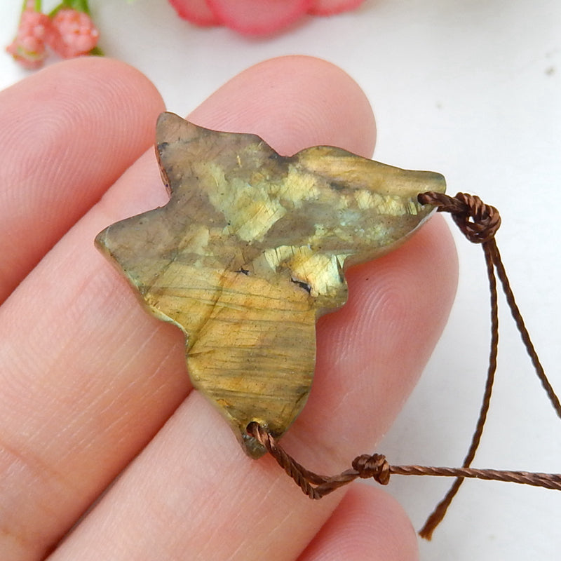 Labradorite Carved butterfly Pendant Bead, 24x21x4mm, 3.3g - MyGemGarden