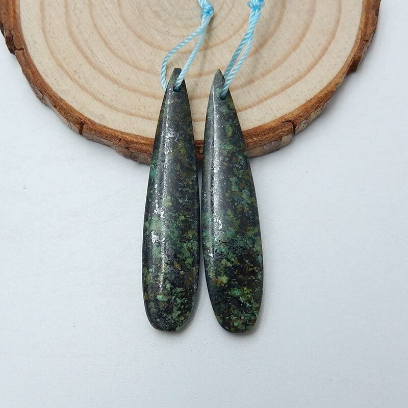 Natural African Turquoise Teardrop Earrings Pair, stone for Earrings making, 44x10x4mm, 6.1g - MyGemGarden