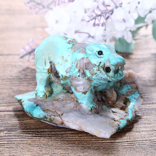 Fashion Turquoise Carved Luck Pig Gemstone Cabochon 70x48x46mm, 140g - MyGemGarden
