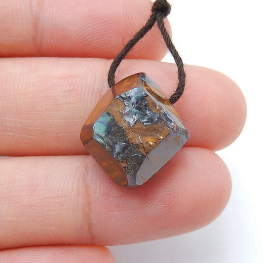 Natural Boulder opal Drilled Gemstone Pendant Bead, 13x12x9mm, 3g - MyGemGarden