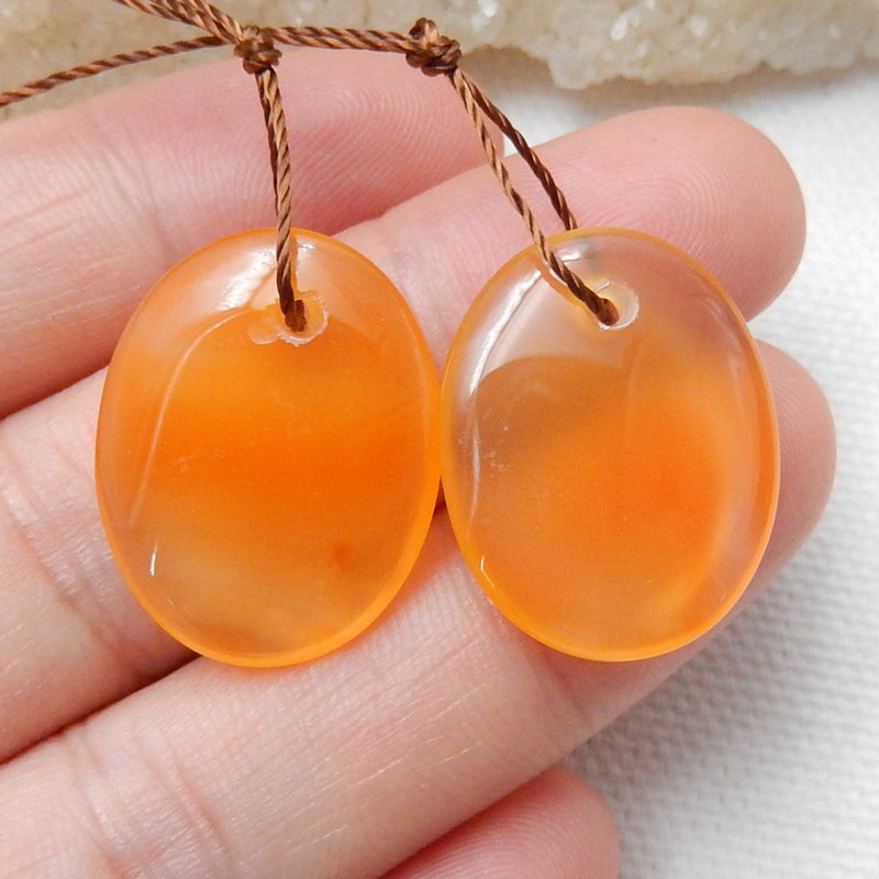 Natural Red Agate oval Earrings Pair, stone for Earrings making, 21x17x4mm, 4.7g - MyGemGarden