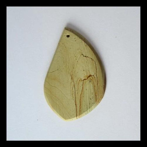 Picture Jasper Pendant Bead, 52x34x3mm, 7.6g - MyGemGarden