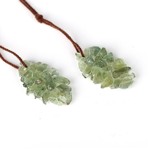 M.O.P With Green Tourmaline Glued Earrings Stone Pair, 28x16x4mm, 4.5g - MyGemGarden