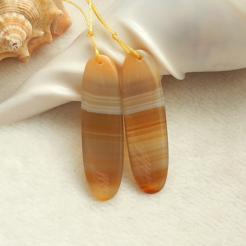 Natural Agate Drilled Earrings Pair 42x12x5mm,8.8g - MyGemGarden