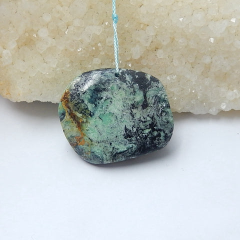 New Arrival Green Turquoise Carved Cat Pendant Bead, 37x30x13mm, 18.5g - MyGemGarden