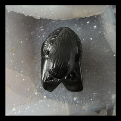Black Agate Bird Carving Decoration , 38x27x60mm, 29.3g - MyGemGarden