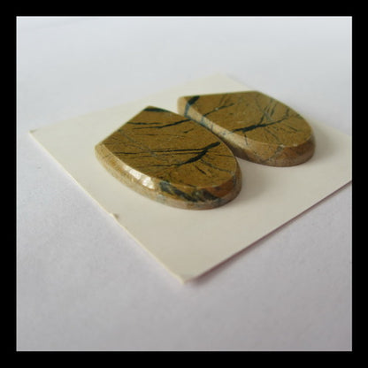 Green Opal Cabochon Pair ,25x16x3mm,5.7g - MyGemGarden