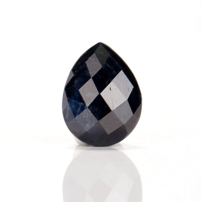 Faceted Pear Dark Blue Sapphire Cabochon, 17x13x7mm, 12.95ct - MyGemGarden