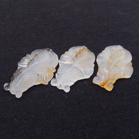 1 PC Natural Rare East Java Maganese Agate Carved Fish Pendant Bead 50mm, 13g