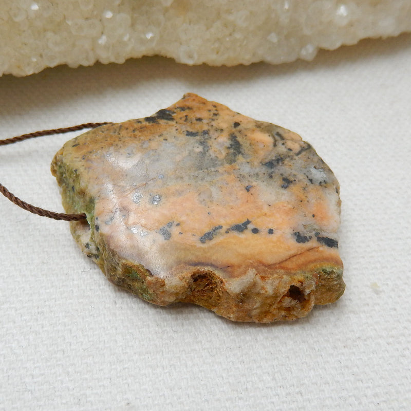 Nugget petrified wood opal Gemstone Pendant, Natural Stone Jewelry, 41x35x9mm, 22.6g - MyGemGarden