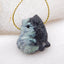 Natural Green Turquoise Carved cat Pendant Bead 28x25x12mm, 9.1g