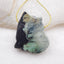 Natural Green Turquoise Carved cat Pendant Bead 28x25x12mm, 9.1g