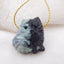 Natural Green Turquoise Carved cat Pendant Bead 28x25x12mm, 9.1g