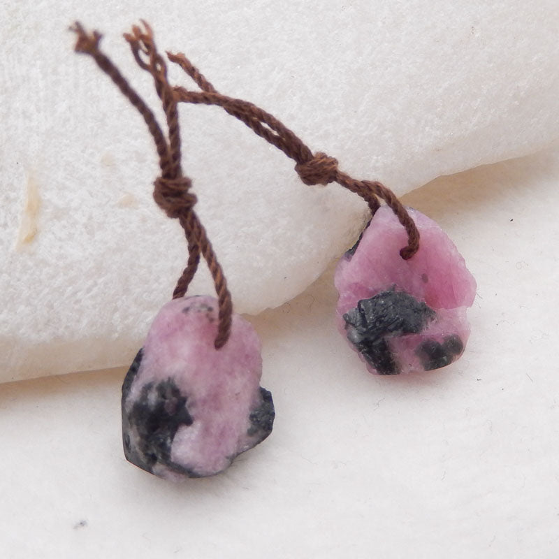 1 对天然粉色蛋白石钻孔泪珠耳环，14X12X7 毫米，3.9 克