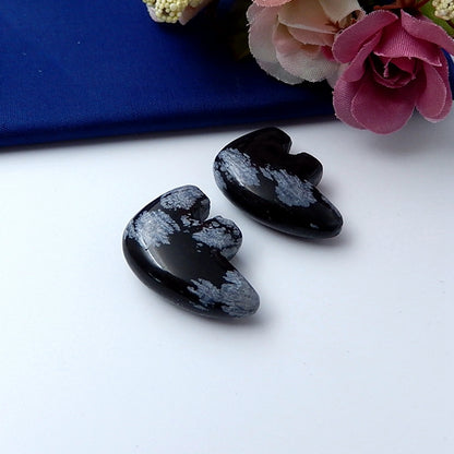 2 Pcs Chrysanthemum Fossil Gemstone Cabochon 28x20x10mm,13.3g - MyGemGarden