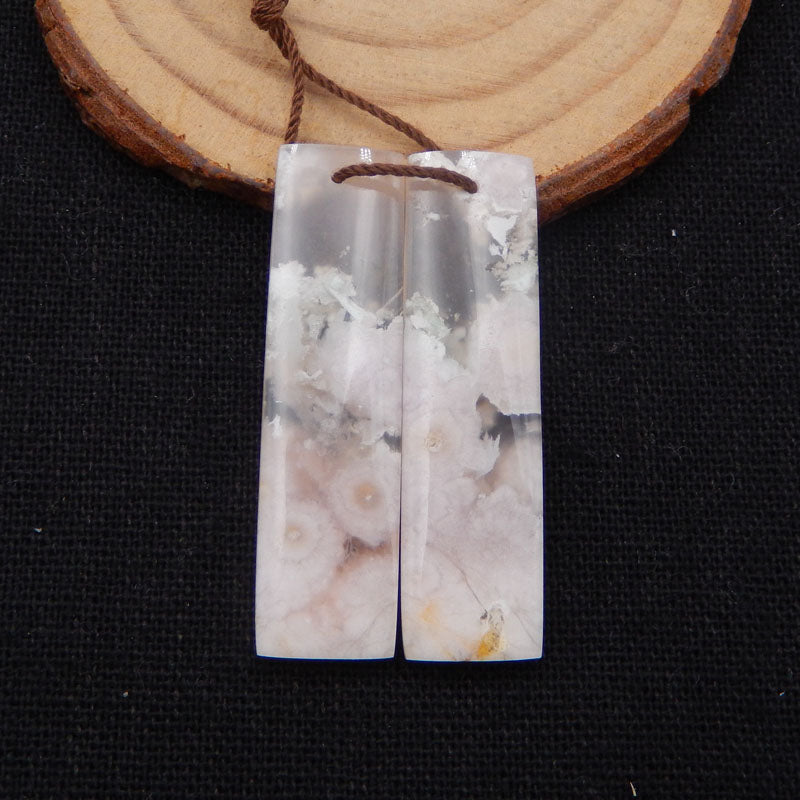 Natural Cherry Blossom Agate Earring Beads 40X11X4mm, 8.0g