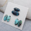 6 cabochons ovales naturels en turquoise verte, 14x7x3mm, 12x6x3mm, 3.1g