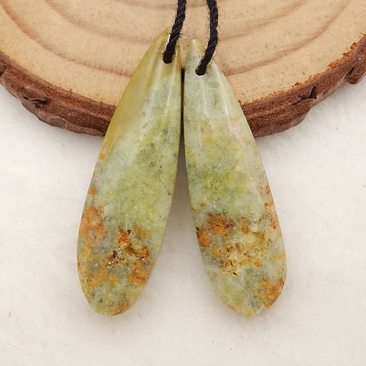 Teardrop Yellow Opal Earrings Stone Pair, stone for earrings making, 34x10x5mm, 3.7g
