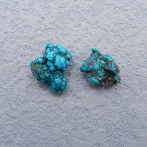 2 PCS 天然石块绿松石凸圆形，16X15X7mm，3.7g