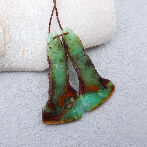 Natural Chrysoprase Earring Beads 49x24x4mm, 11.7g