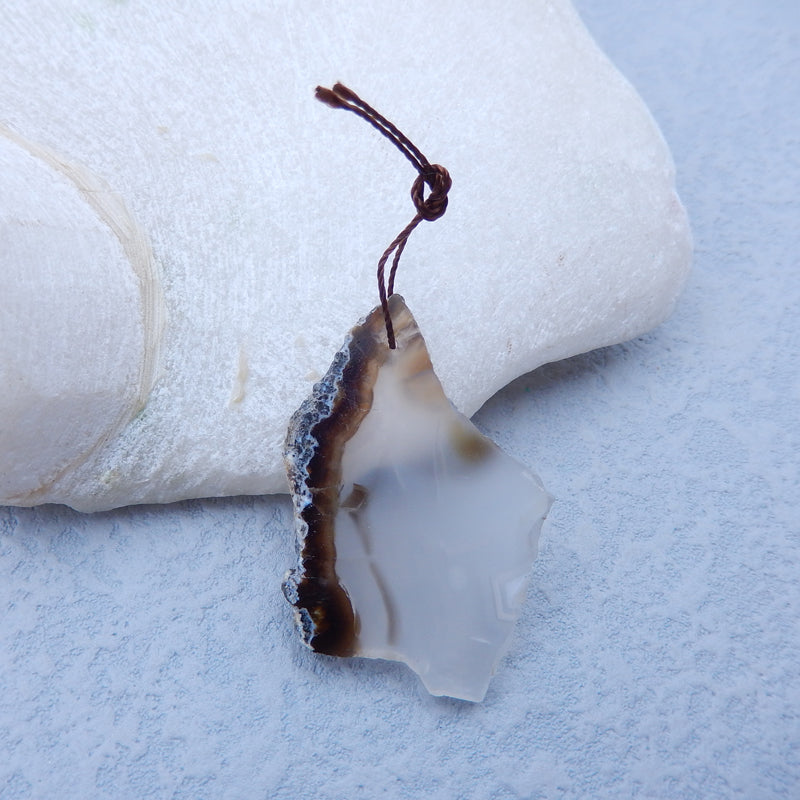 Natural Agate Pendant Bead 42X29X3mm, 5.7g
