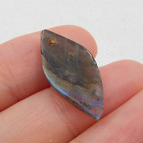 Carved Leaf Shaped Labradorite Gemstone Pendant Stone, 22x10x4mm, 1.2g