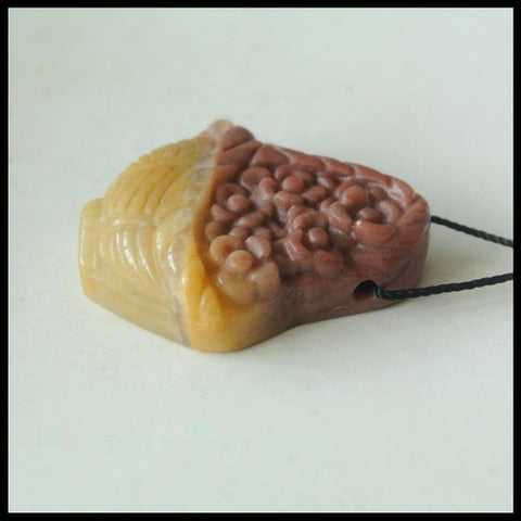 Carved Mookaite Flower Gemstone Pendant Bead, 31x26x10mm, 11g - MyGemGarden