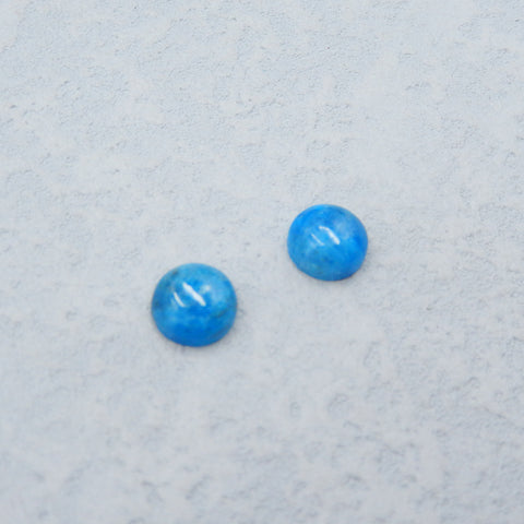 Natural Blue Apatite Crystal Cabochons Paired 8x4mm, 1.2g