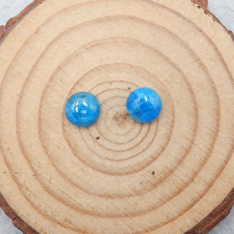 Natural Blue Apatite Crystal Cabochons Paired 8x4mm, 1.2g