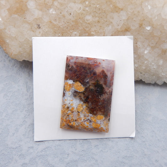 Cabochon de pierre gemme d'agate d'océan de rectangle naturel, 28x19x4mm, 4.9g