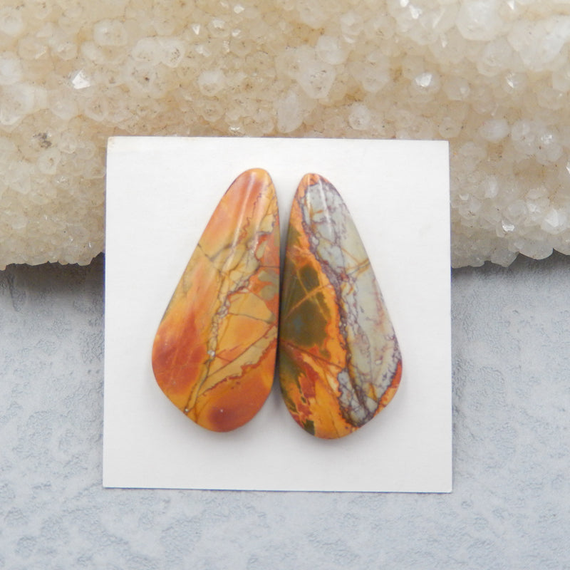 Natural Red Creek Cabochons Paired 29x14x5mm, 6g