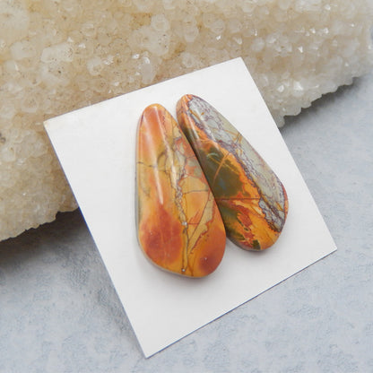 Natural Red Creek Cabochons Paired 29x14x5mm, 6g