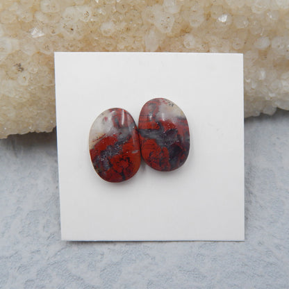 Natural Warring States Red Agate Cabochons Paired 15x11x4mm, 2.3g