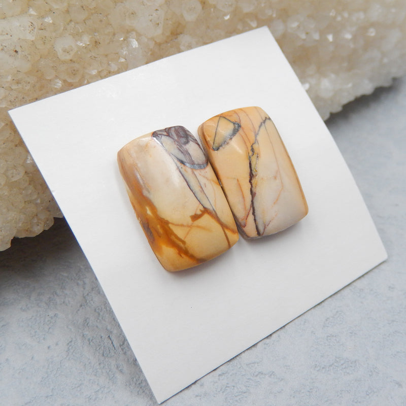 Natural Red Creek Jasper Cabochons Paired 17x11x4mm, 3.1g