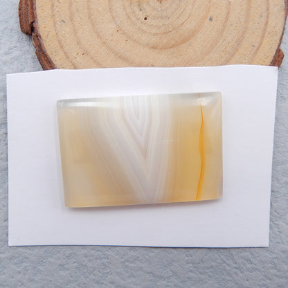 Natural Yellow Banded Agate Cabochon 40x27x5mm, 13.4g