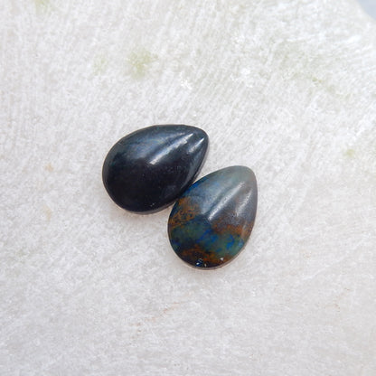 Natural Chrysocolla Cabochons Paired 14x10x3mm, 2.2g