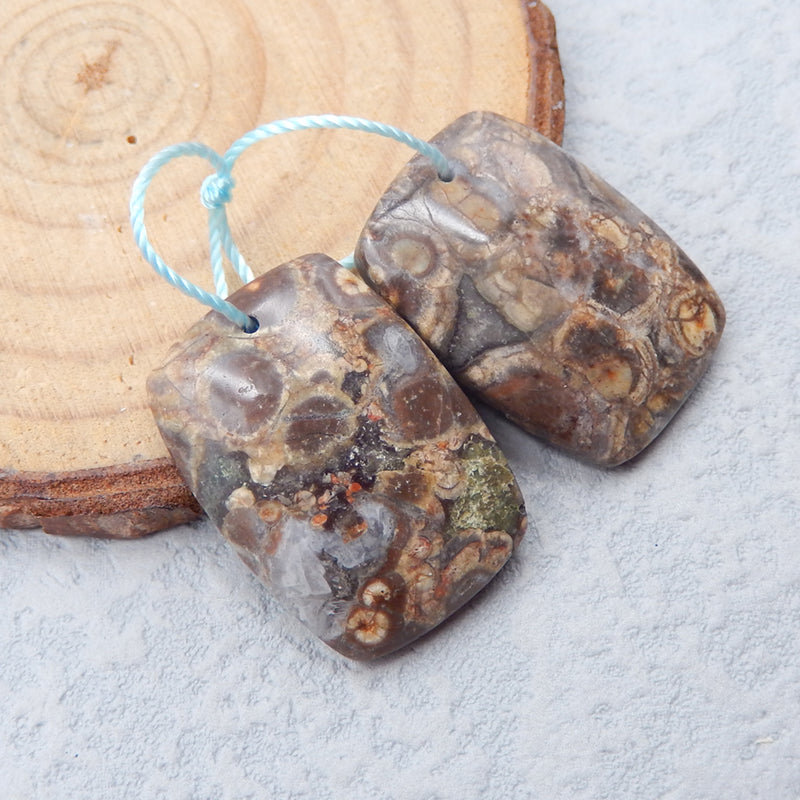 Natural Mushroom Jasper Earring Beads 25x17x5mm, 7.9g