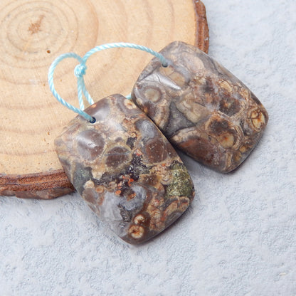 Natural Mushroom Jasper Earring Beads 25x17x5mm, 7.9g