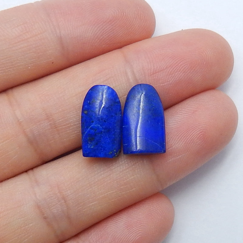 Natural Lapis Lazuli Cabochon Pair, 14x7x4mm, 2.0g - MyGemGarden