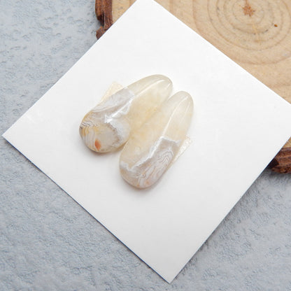 Natural Crazy Lace Agate Cabochons Paired 20X8X4mm, 1.9g