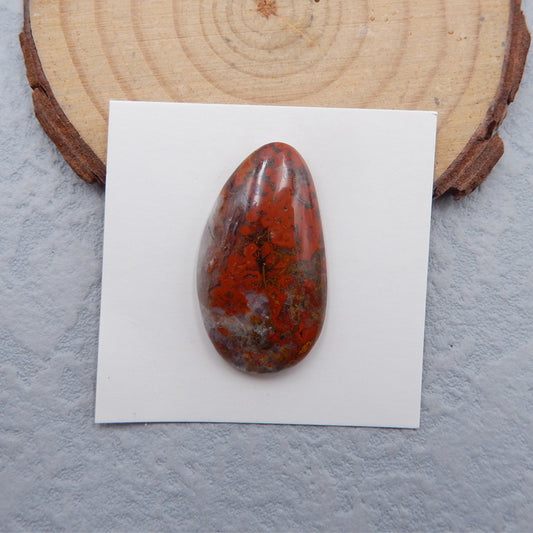 Cabochon de pierres précieuses à dos plat en agate rouge des États en guerre, 28 x 16 x 6 mm, 4,3 g