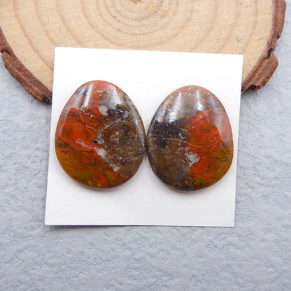 Natural Warring States Red Agate Cabochons Paired 23x18x4mm, 6.0g
